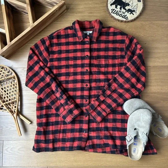 Madewell Flannel Oversized Ex-Boyfriend Shirt, Women's Size Small. - Picture 3 of 13